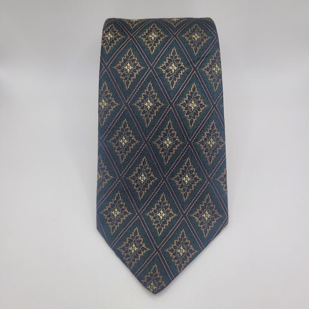 Chanel Tie Green Geometric Print Silk Jacquard Italy Luxury Designer Necktie